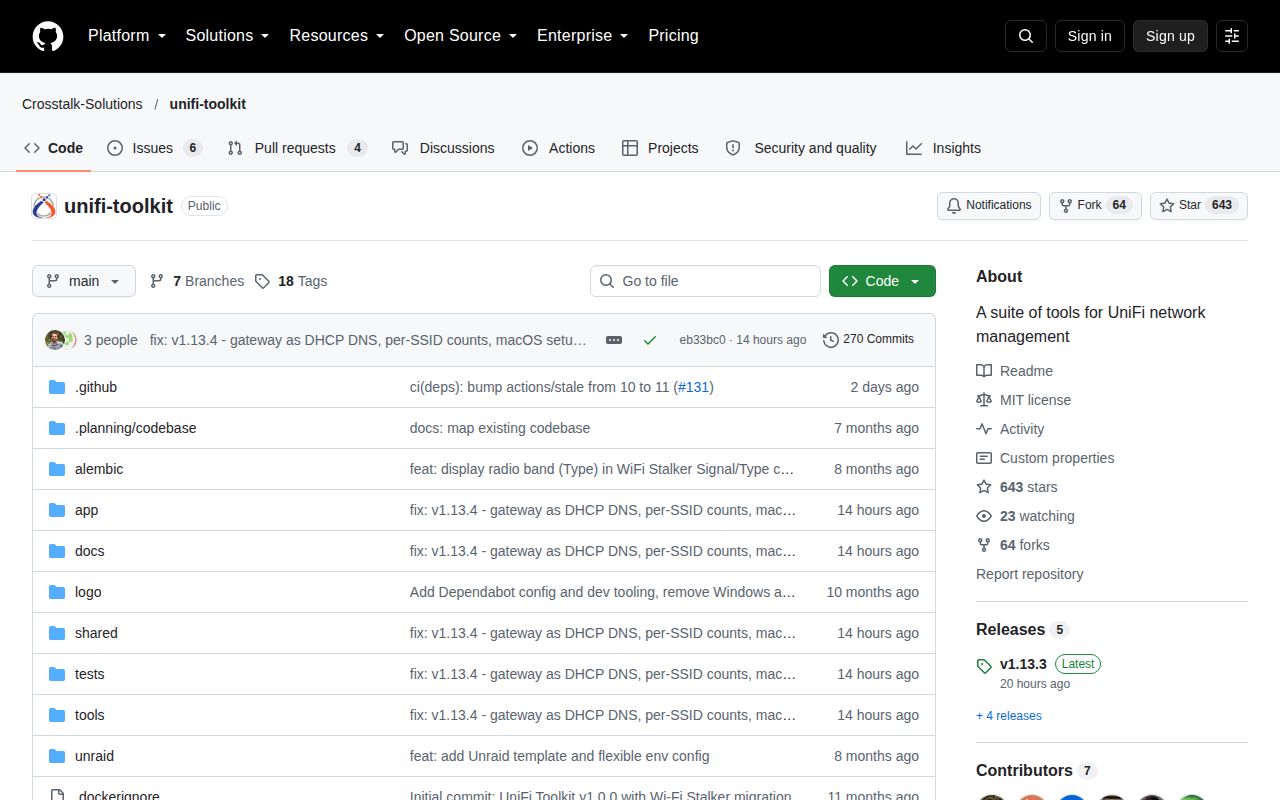 Screenshot of unifi-toolkit (github.com/Crosstalk-Solutions/unifi-toolkit)