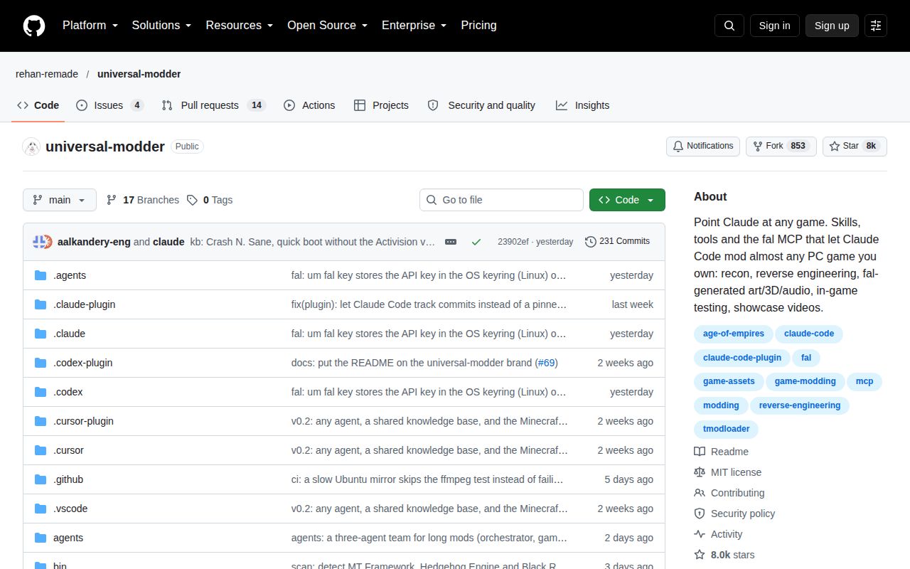 Screenshot of universal-modder (github.com/rehan-remade/universal-modder)