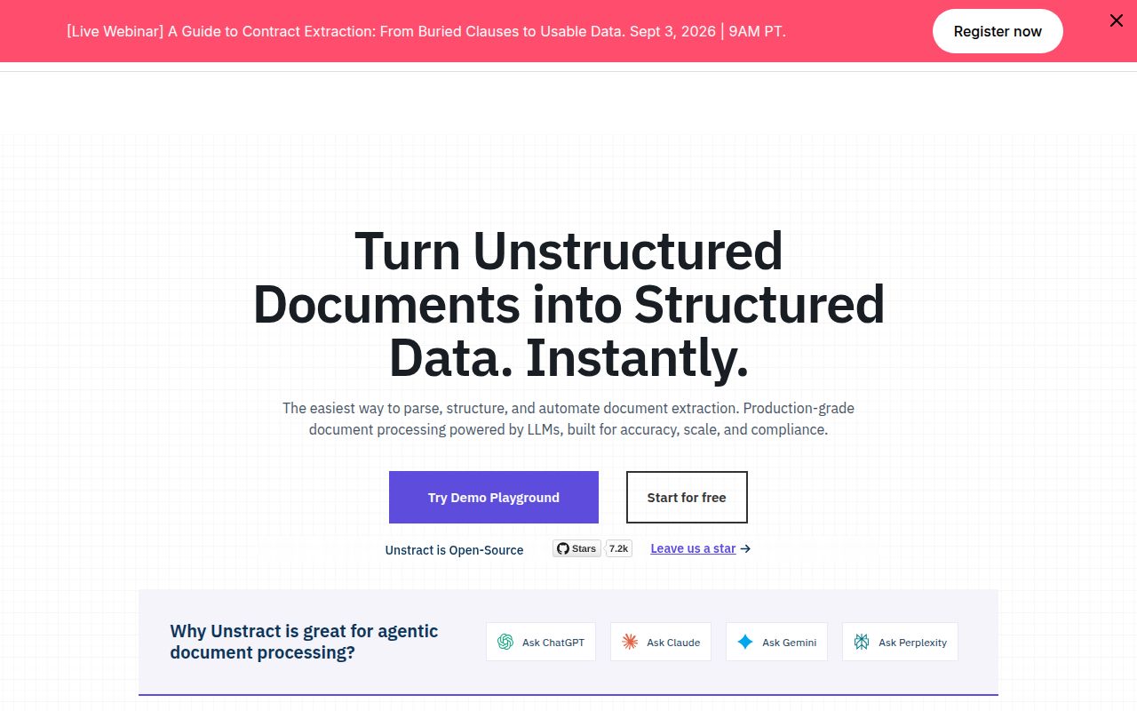 Screenshot of unstract (unstract.com)