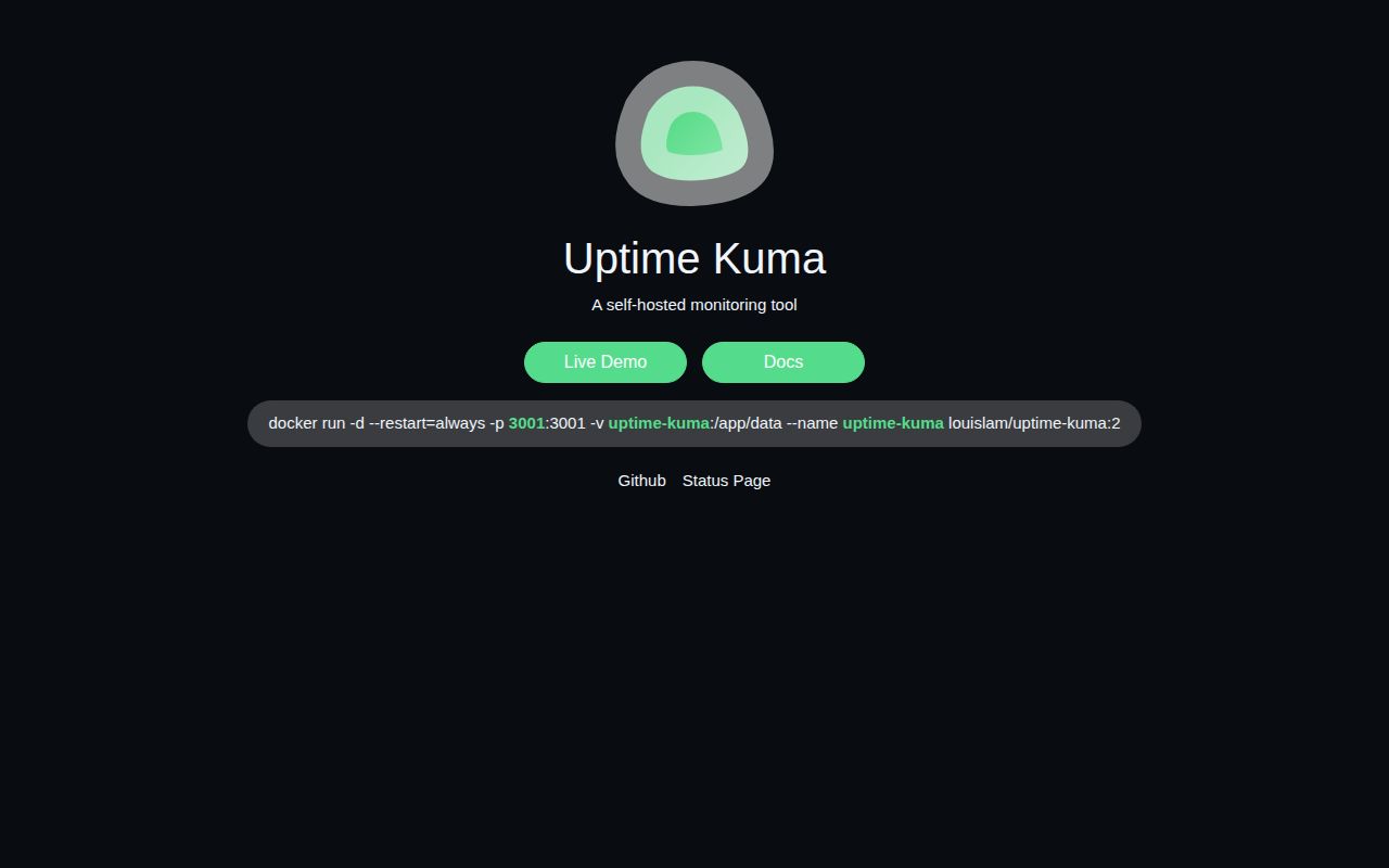 Screenshot of uptime-kuma (uptime.kuma.pet)