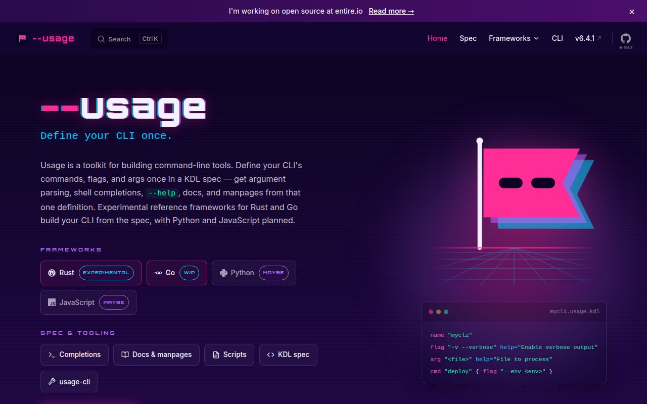 Screenshot of usage (usage.jdx.dev)