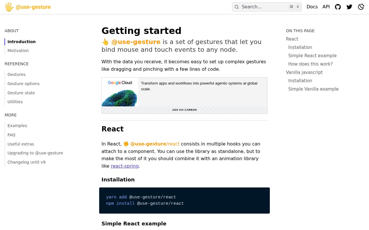 Screenshot of @use-gesture/react documentation