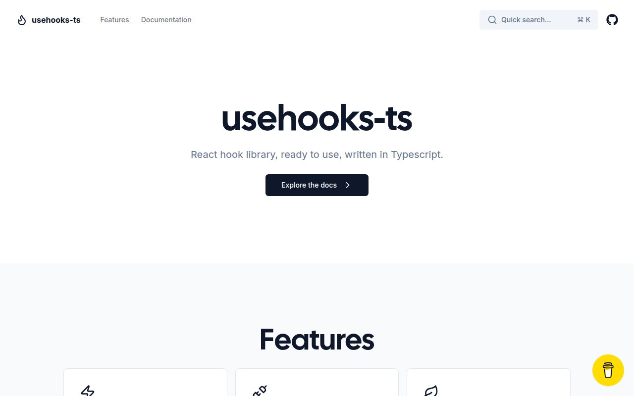 Screenshot of usehooks-ts documentation