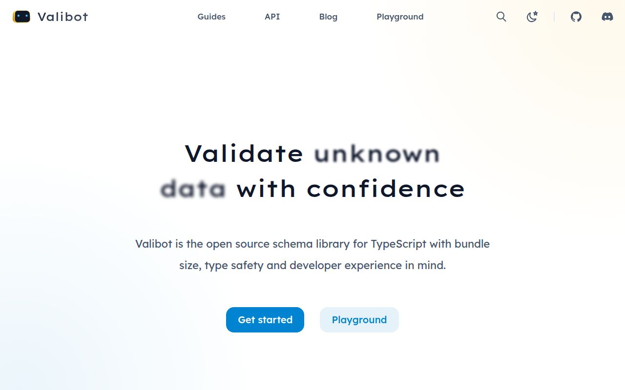 Screenshot of valibot documentation
