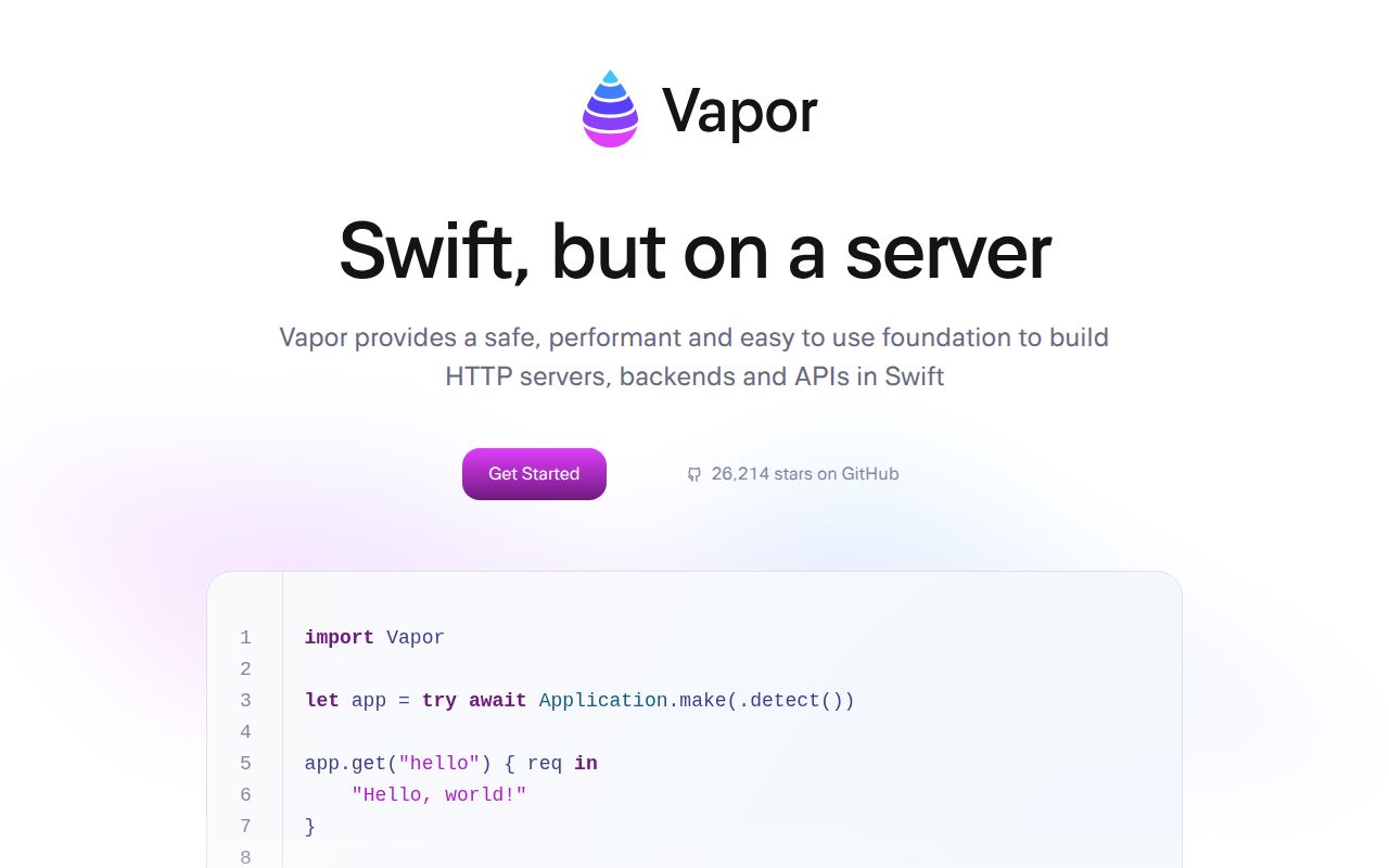 Screenshot of vapor (vapor.codes)
