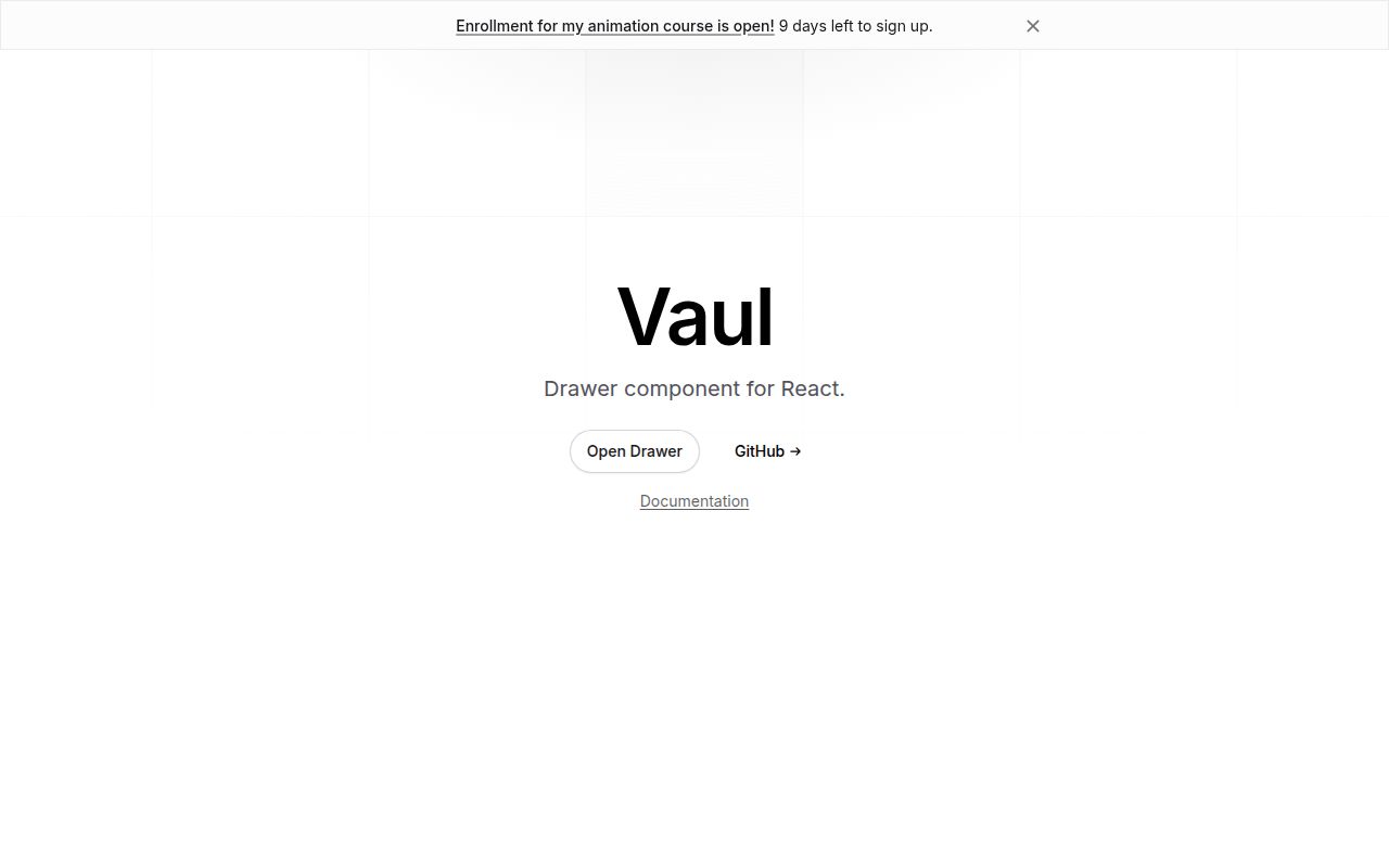 Screenshot of vaul documentation