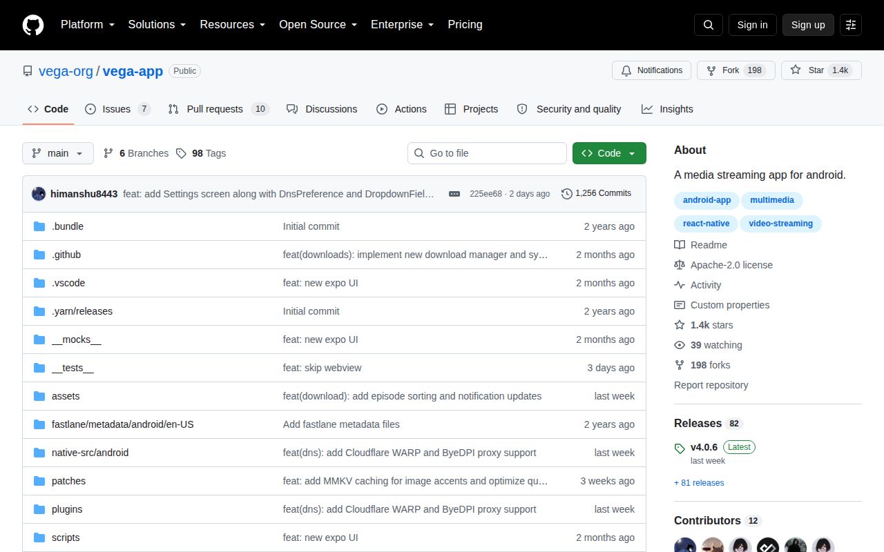Screenshot of vega-app (github.com/vega-org/vega-app)
