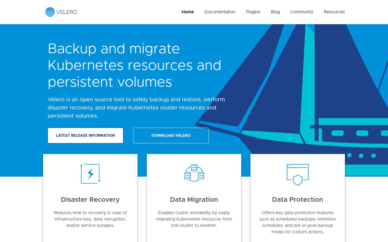 Screenshot of velero (velero.io)
