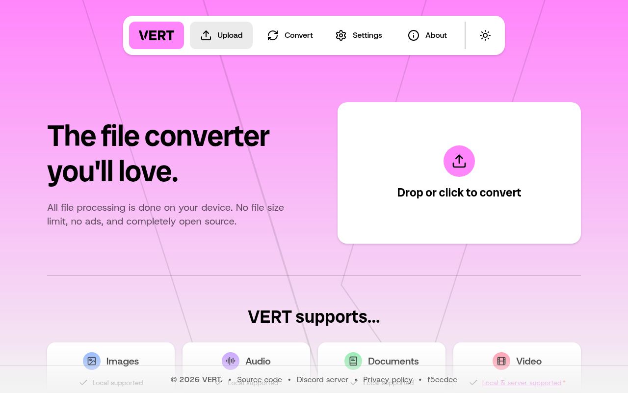 Screenshot of VERT (vert.sh)