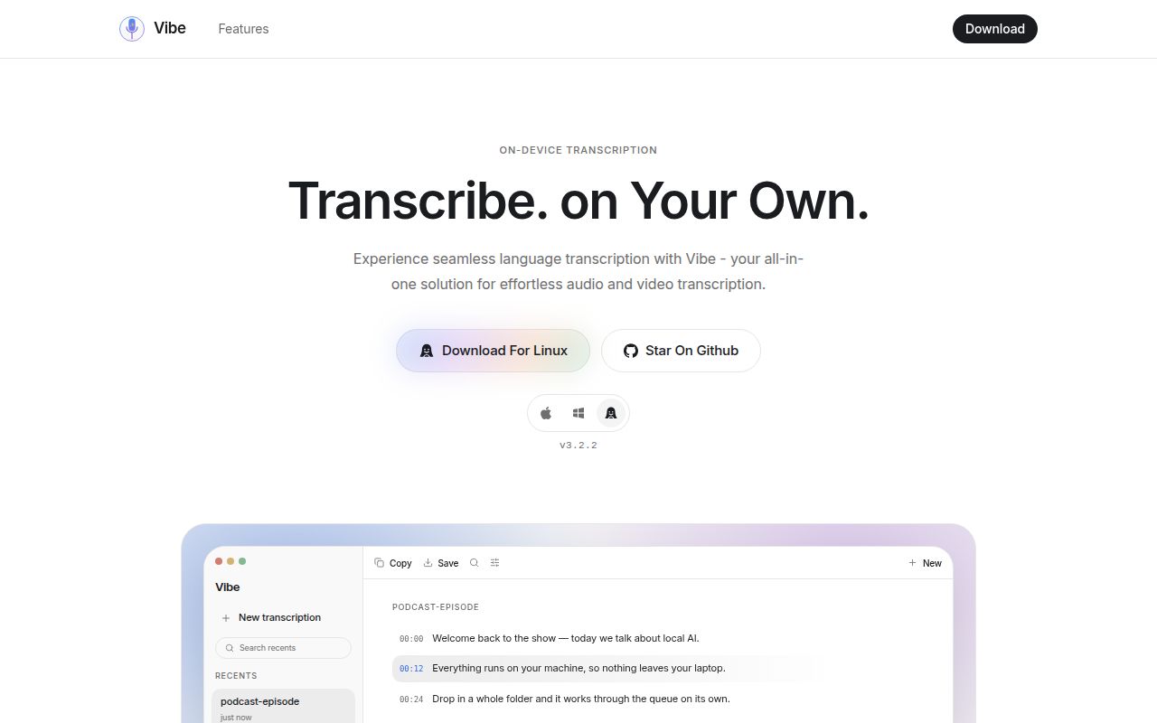Screenshot of vibe (thewh1teagle.github.io/vibe)