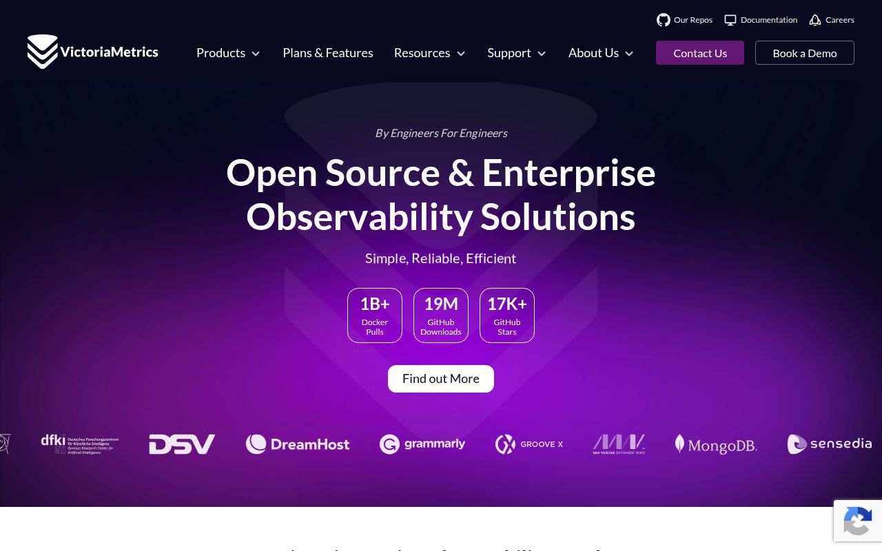 Screenshot of VictoriaMetrics (victoriametrics.com)