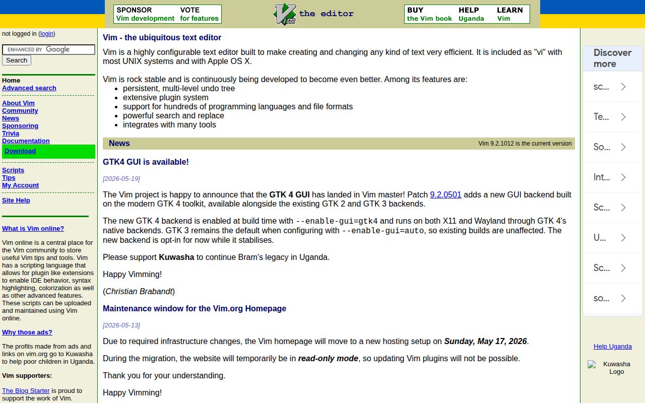 Screenshot of vim (www.vim.org)