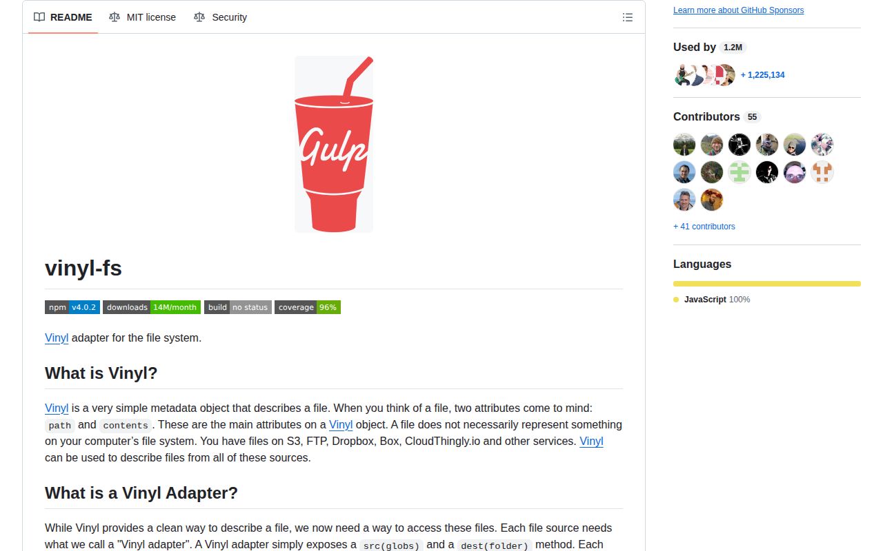 Screenshot of vinyl-fs documentation