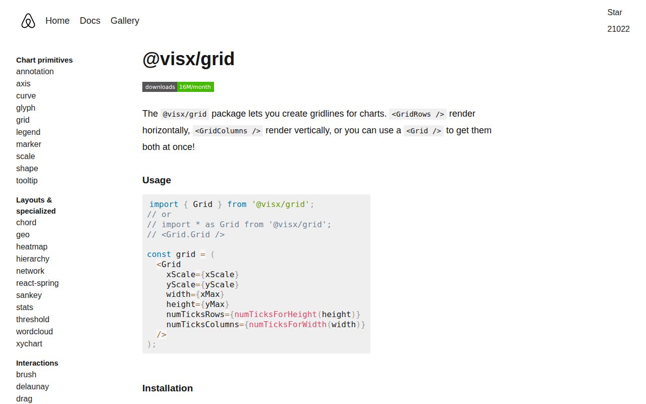 Screenshot of @visx/grid documentation