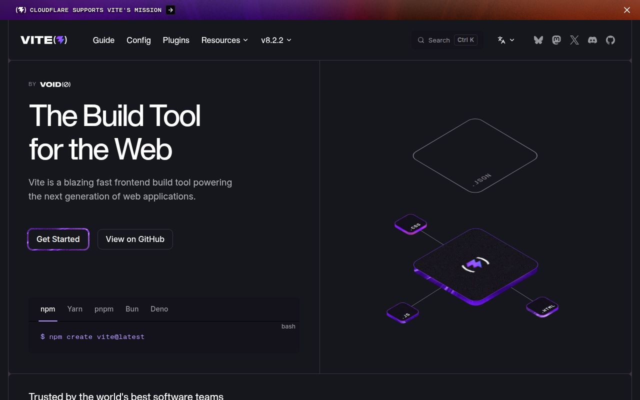 Screenshot of vite (vite.dev)