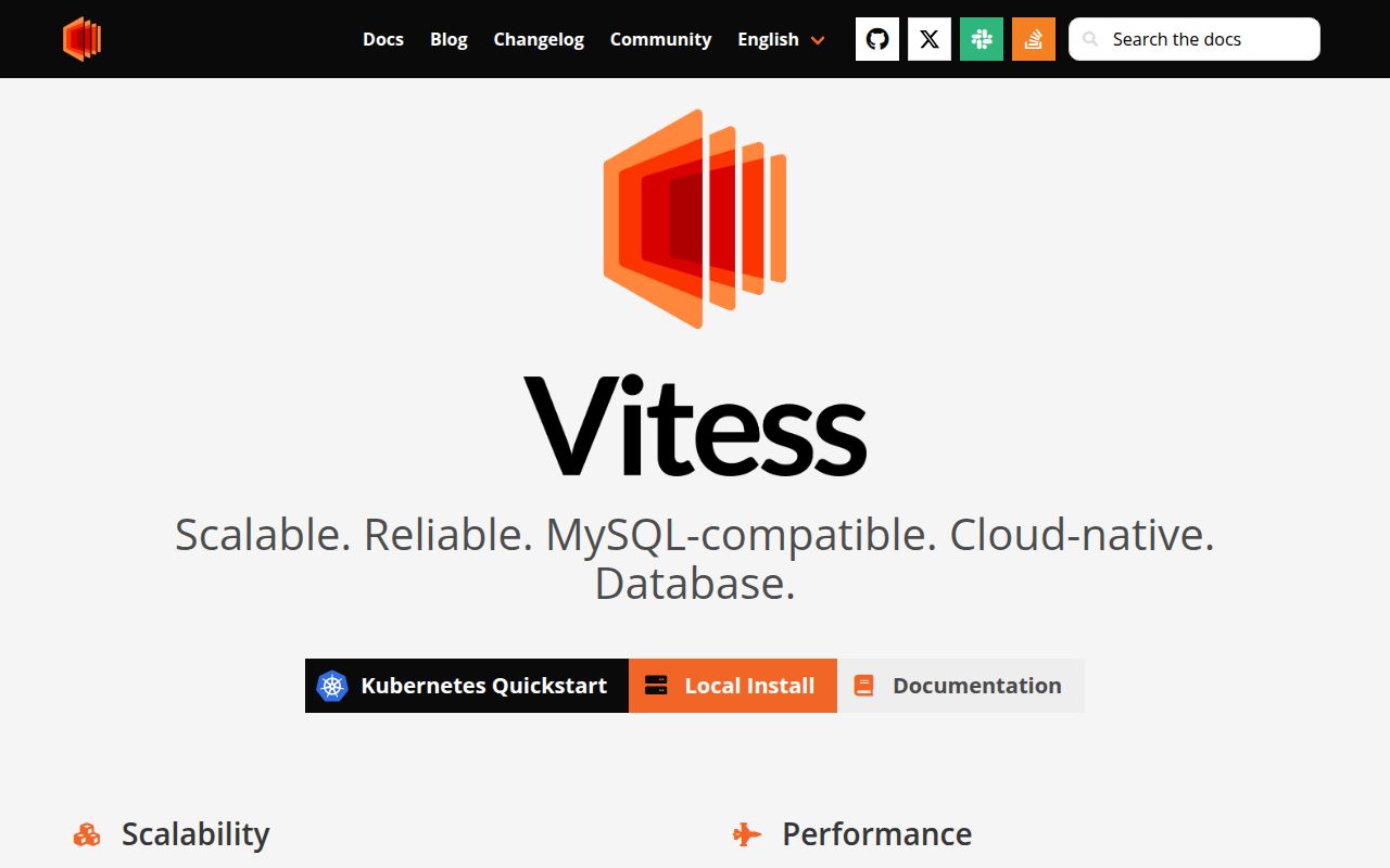 Screenshot of vitess (vitess.io)