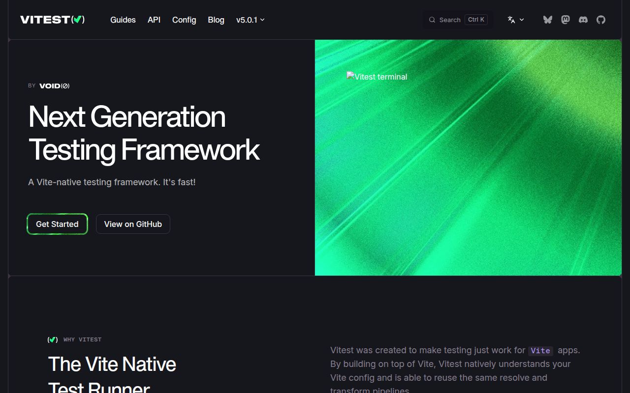Screenshot of vitest (vitest.dev)