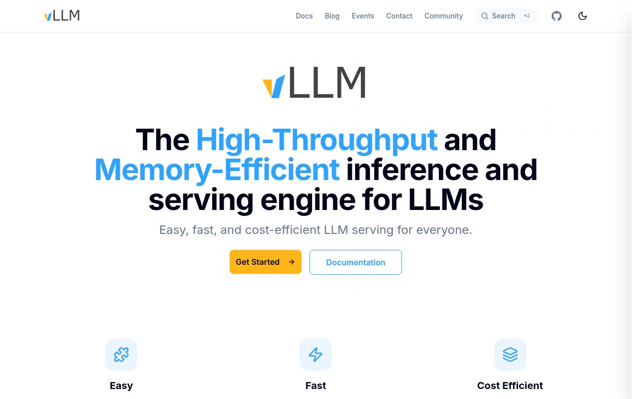 Screenshot of vllm (vllm.ai)