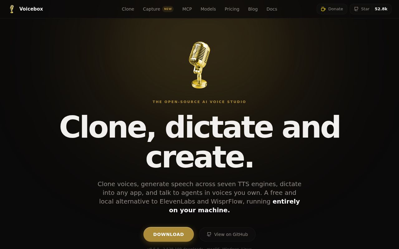 Screenshot of voicebox (voicebox.sh)