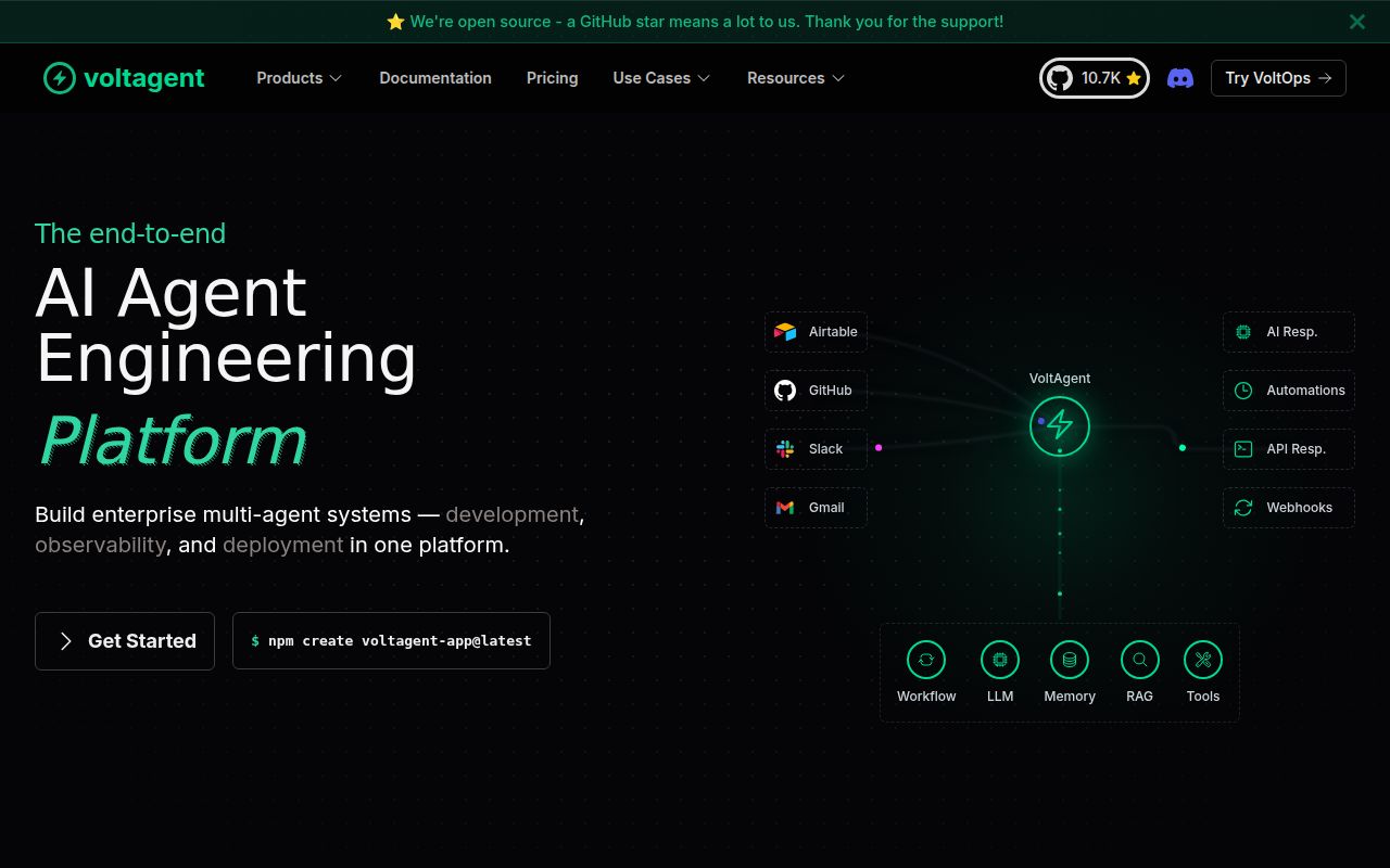 Screenshot of voltagent (voltagent.dev)