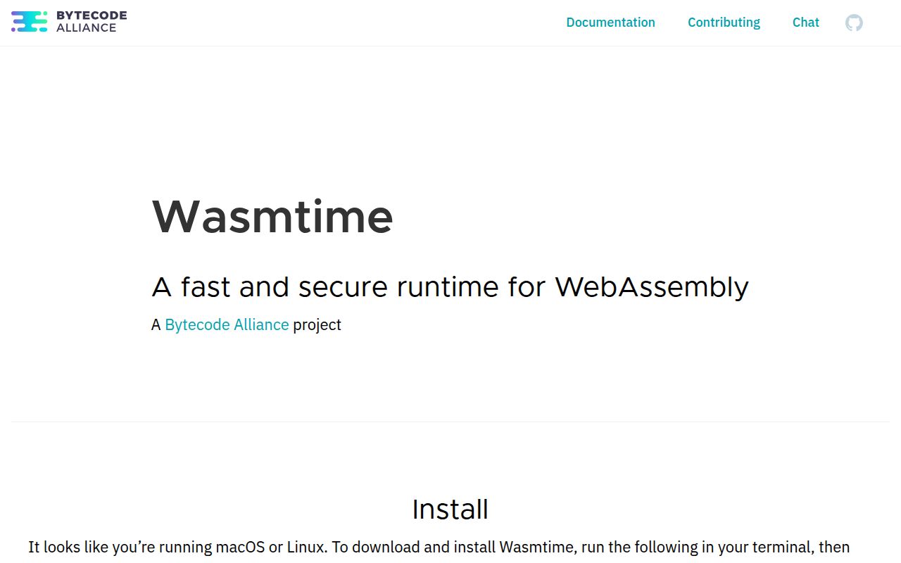 Screenshot of wasmtime (wasmtime.dev)