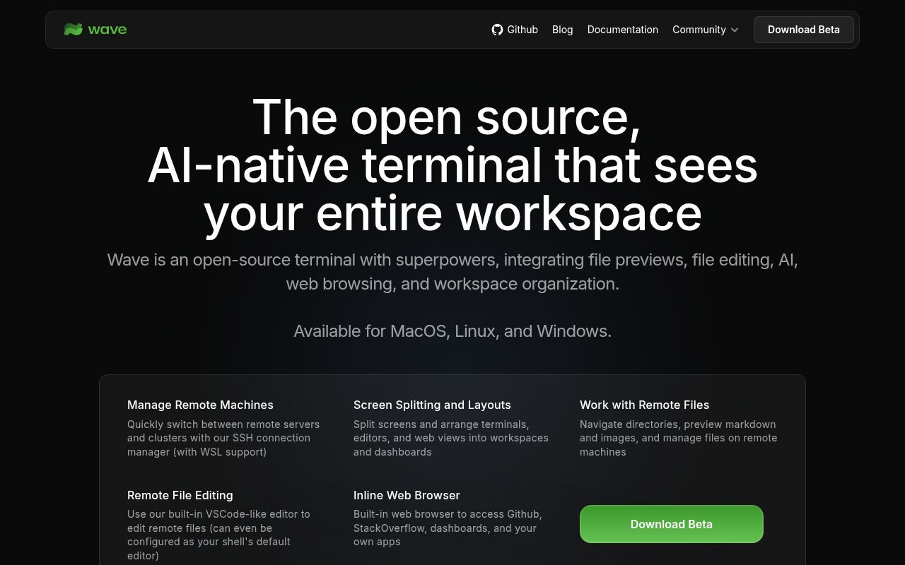Screenshot of waveterm (www.waveterm.dev)