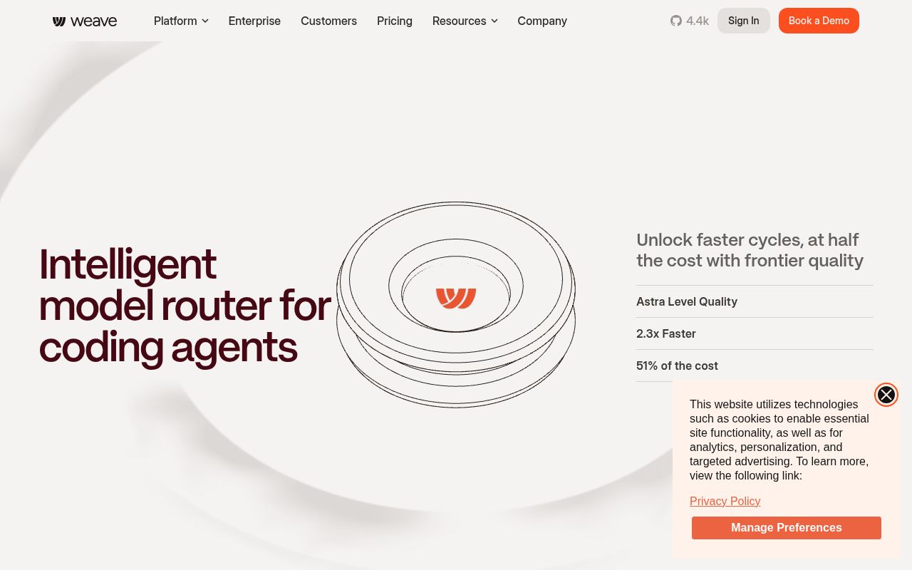 Screenshot of router (weaveos.com/products/router)