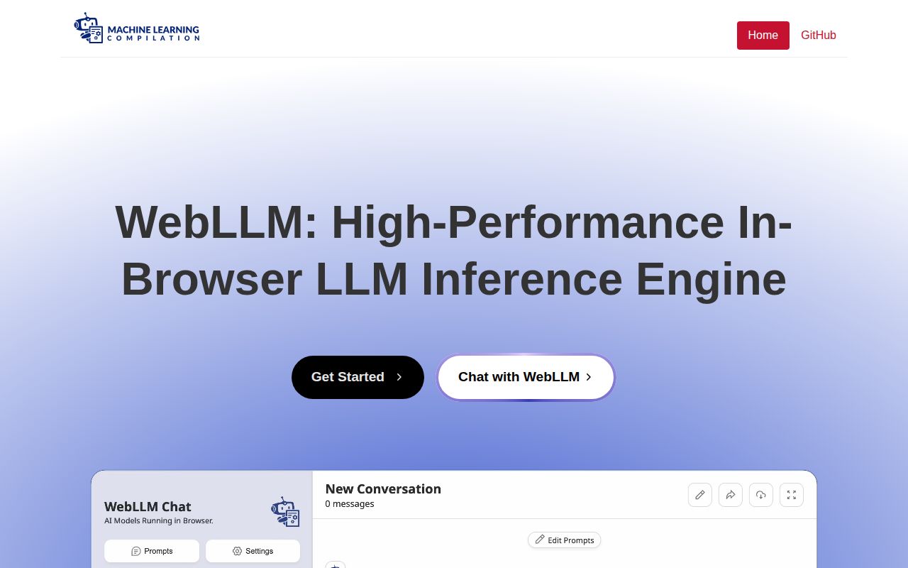 Screenshot of web-llm (webllm.mlc.ai)