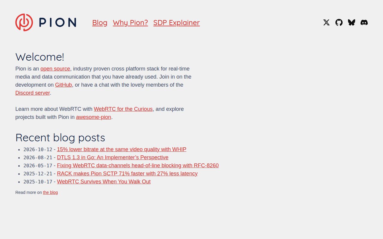 Screenshot of webrtc (pion.ly)