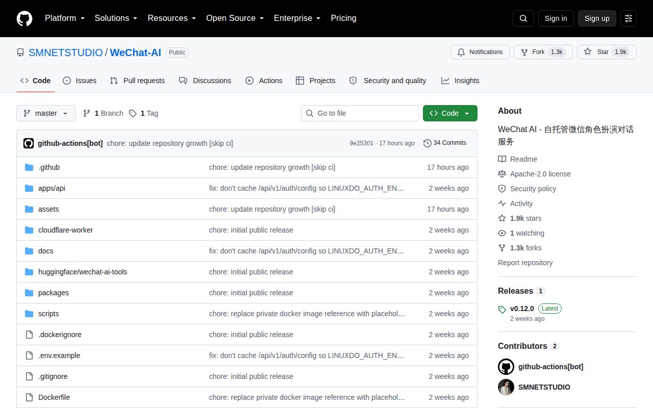 Screenshot of WeChat-AI (github.com/SMNETSTUDIO/WeChat-AI)