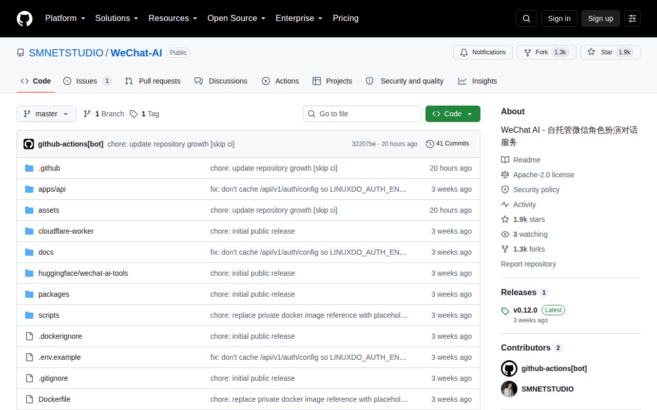 Screenshot of WeChat-AI (github.com/SMNETSTUDIO/WeChat-AI)