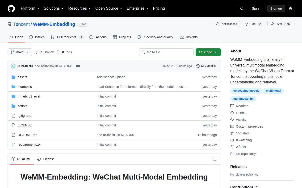 Screenshot of WeMM-Embedding (github.com/Tencent/WeMM-Embedding)