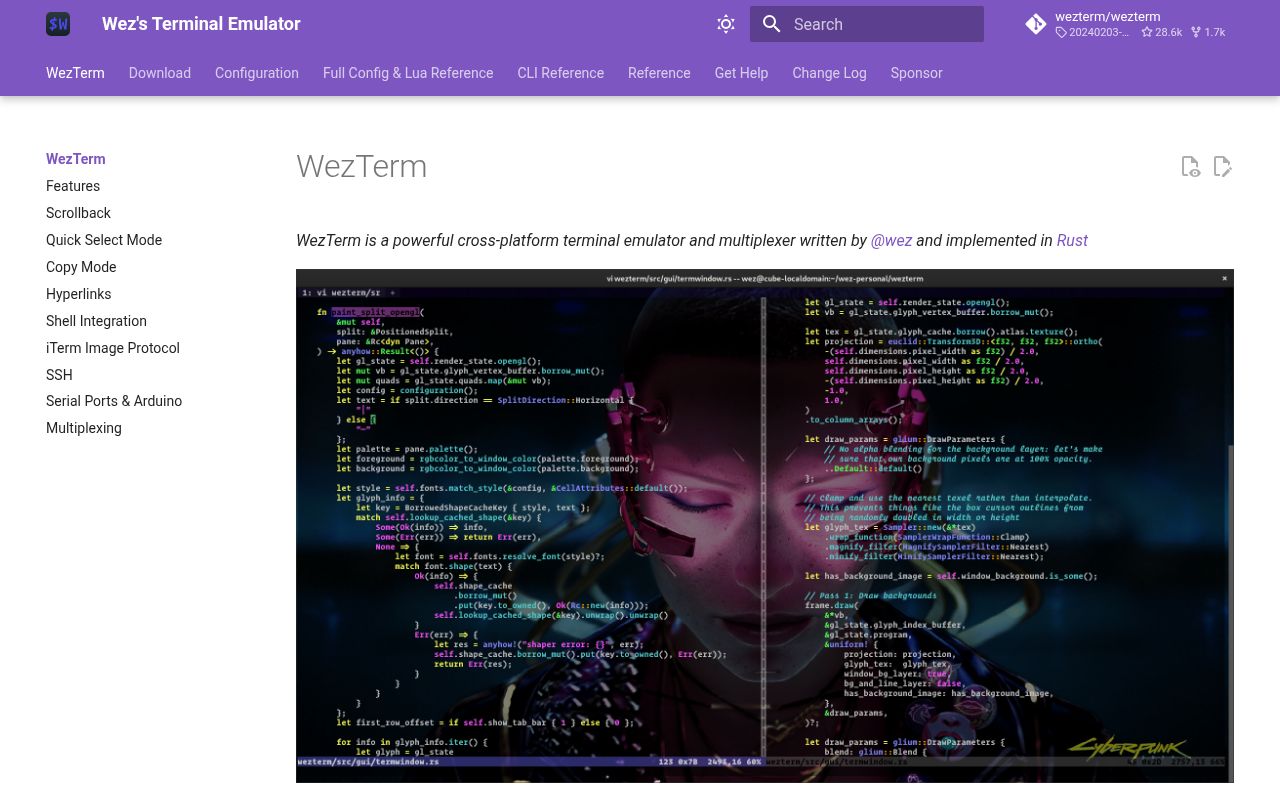 Screenshot of wezterm (wezterm.org)