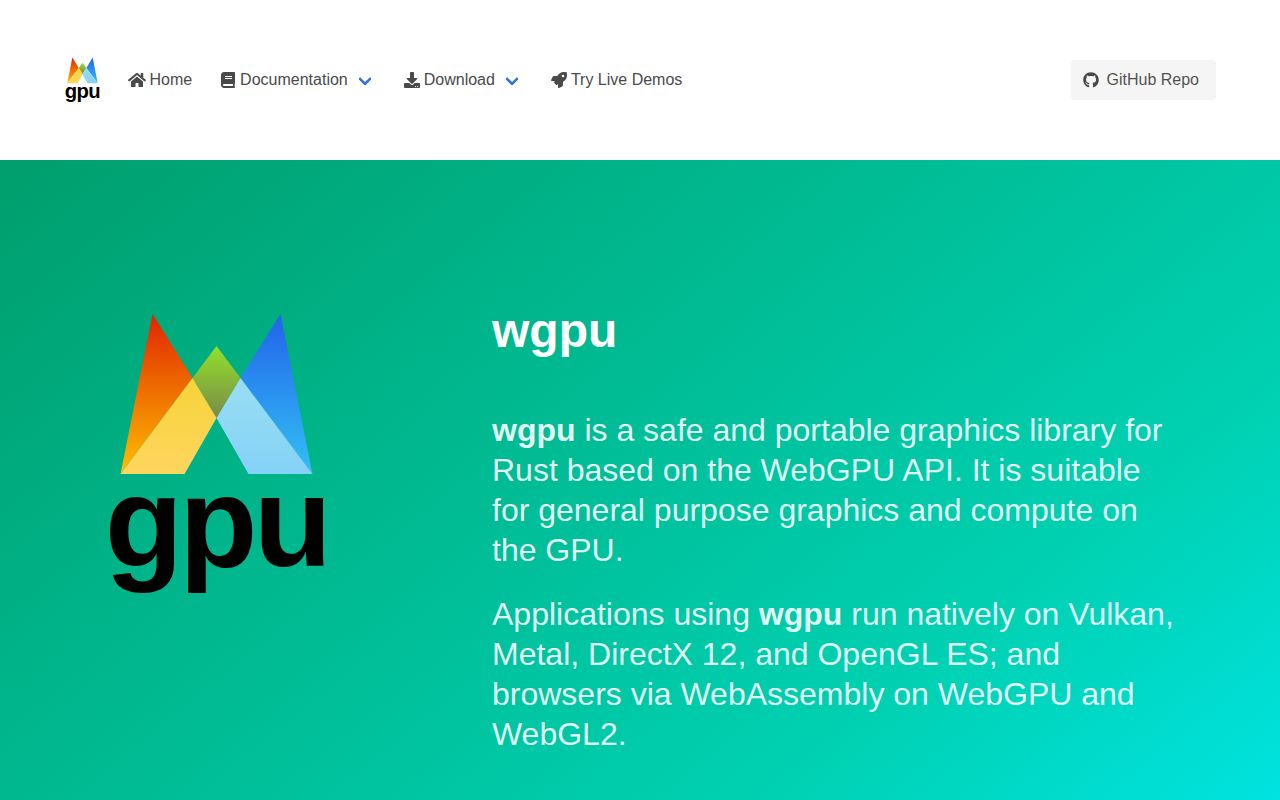 Screenshot of wgpu (wgpu.rs)