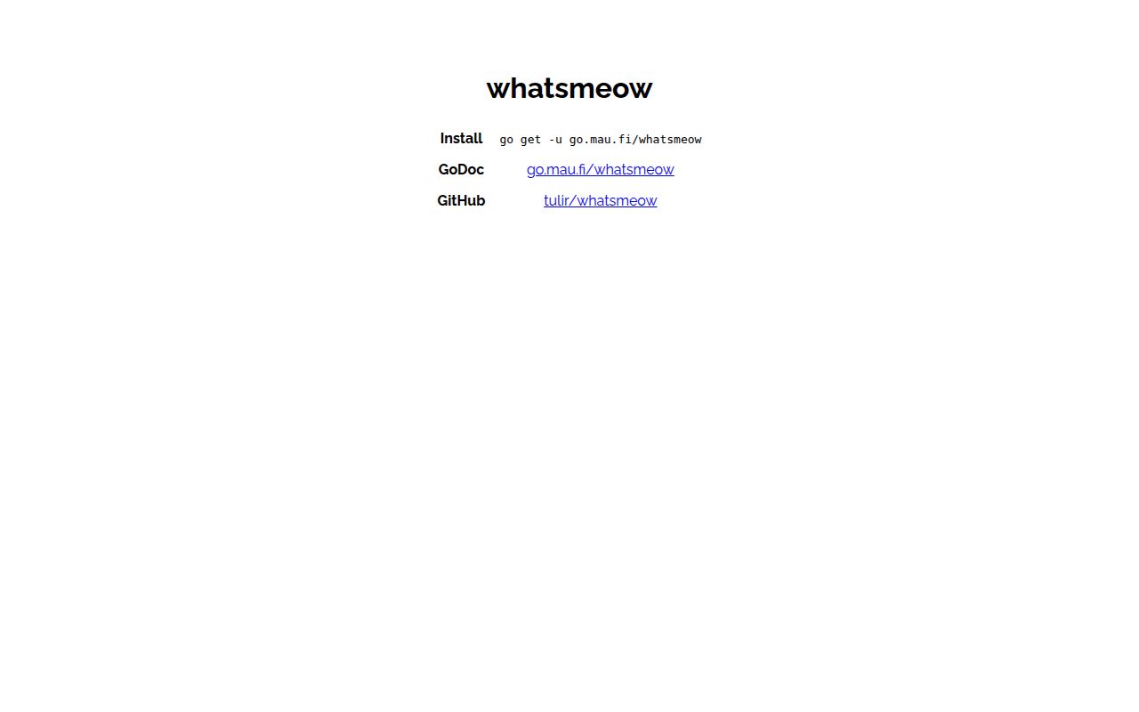 Screenshot of whatsmeow (go.mau.fi/whatsmeow)