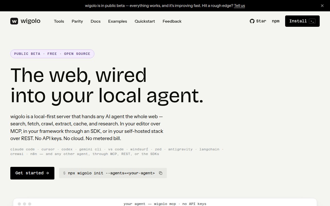 Screenshot of wigolo (knockoutez.github.io/wigolo)