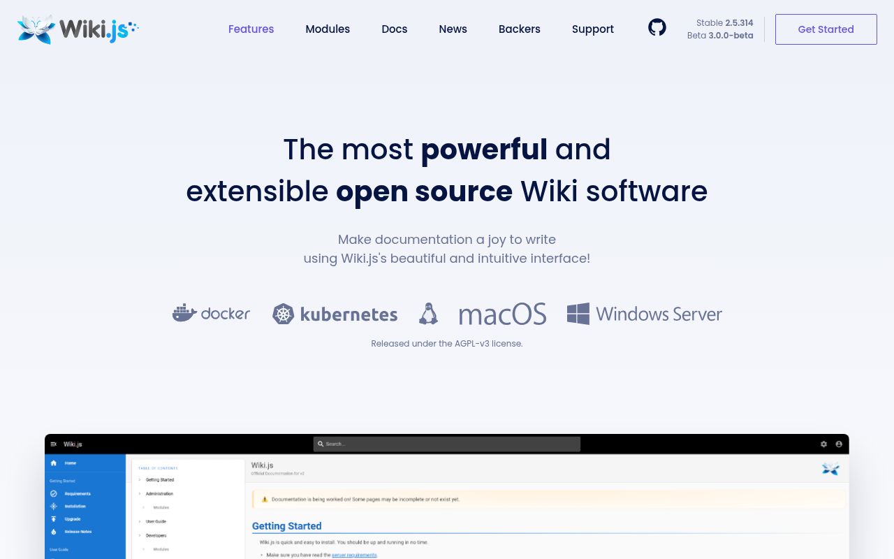 Screenshot of wiki (js.wiki)