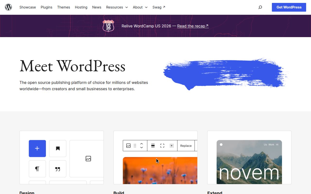 Screenshot of WordPress (wordpress.org)