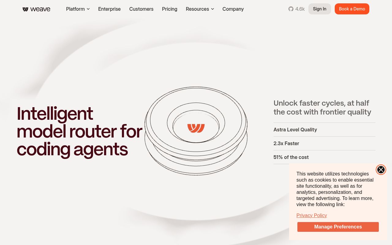 Screenshot of router (weaveos.com/products/router)