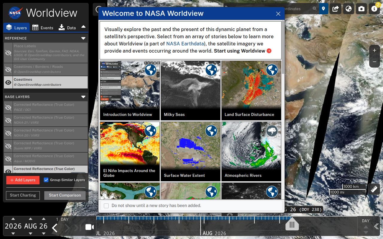 Screenshot of worldview (worldview.earthdata.nasa.gov)