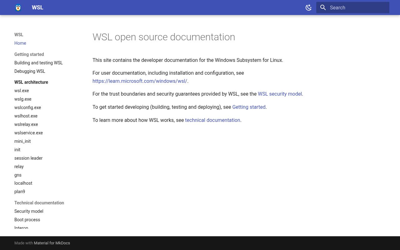 Screenshot of WSL (wsl.dev)