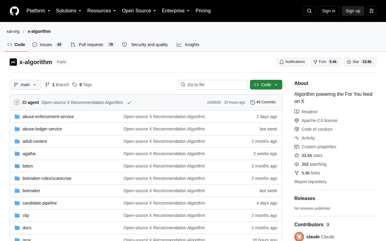 Screenshot of x-algorithm (github.com/xai-org/x-algorithm)