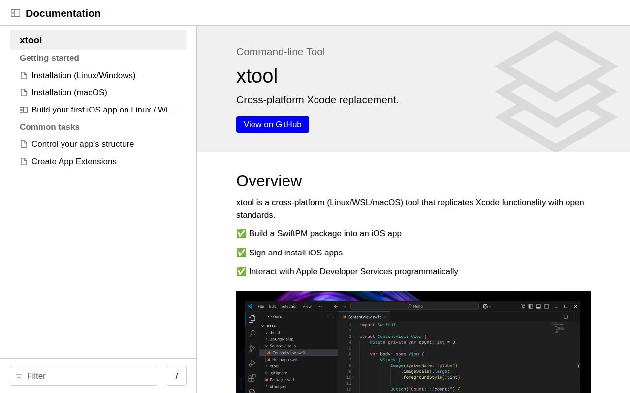 Screenshot of xtool (xtool.sh)