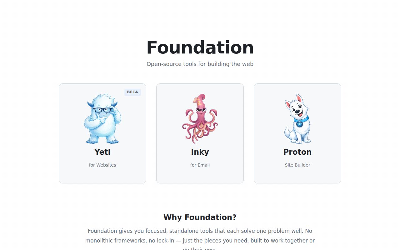 Screenshot of yeti (foundationcss.com)