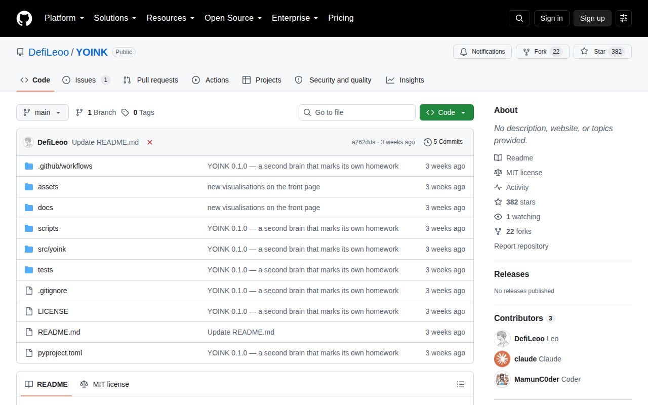 Screenshot of YOINK (github.com/DefiLeoo/YOINK)