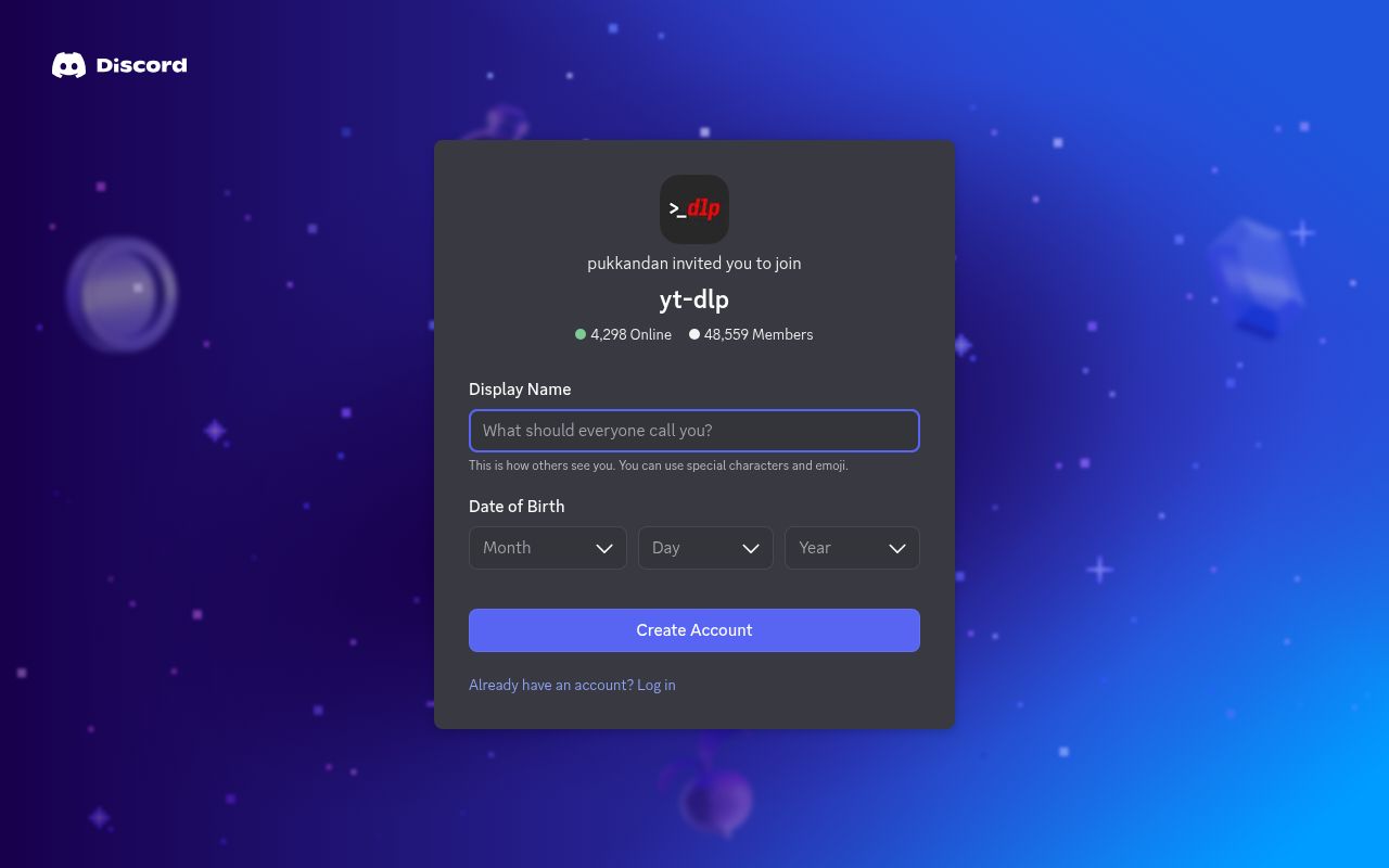 Screenshot of yt-dlp (discord.gg/H5MNcFW63r)
