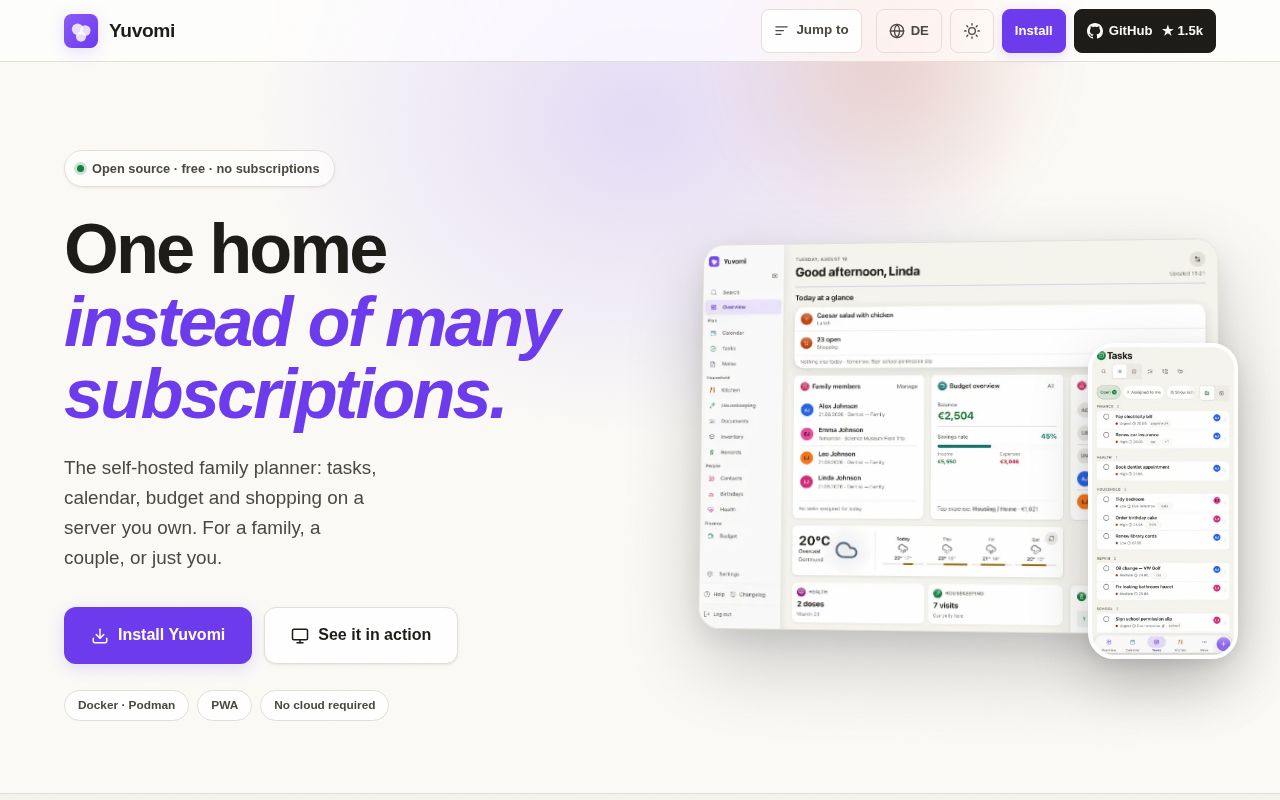 Screenshot of yuvomi (yuvomi.cloud)