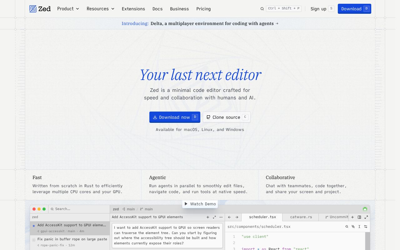 Screenshot of zed (zed.dev)