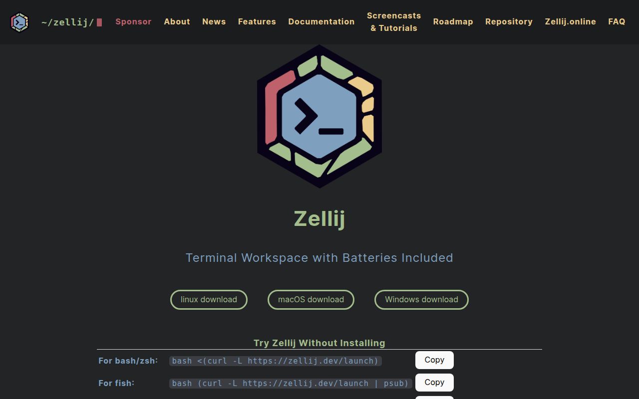 Screenshot of zellij (zellij.dev)