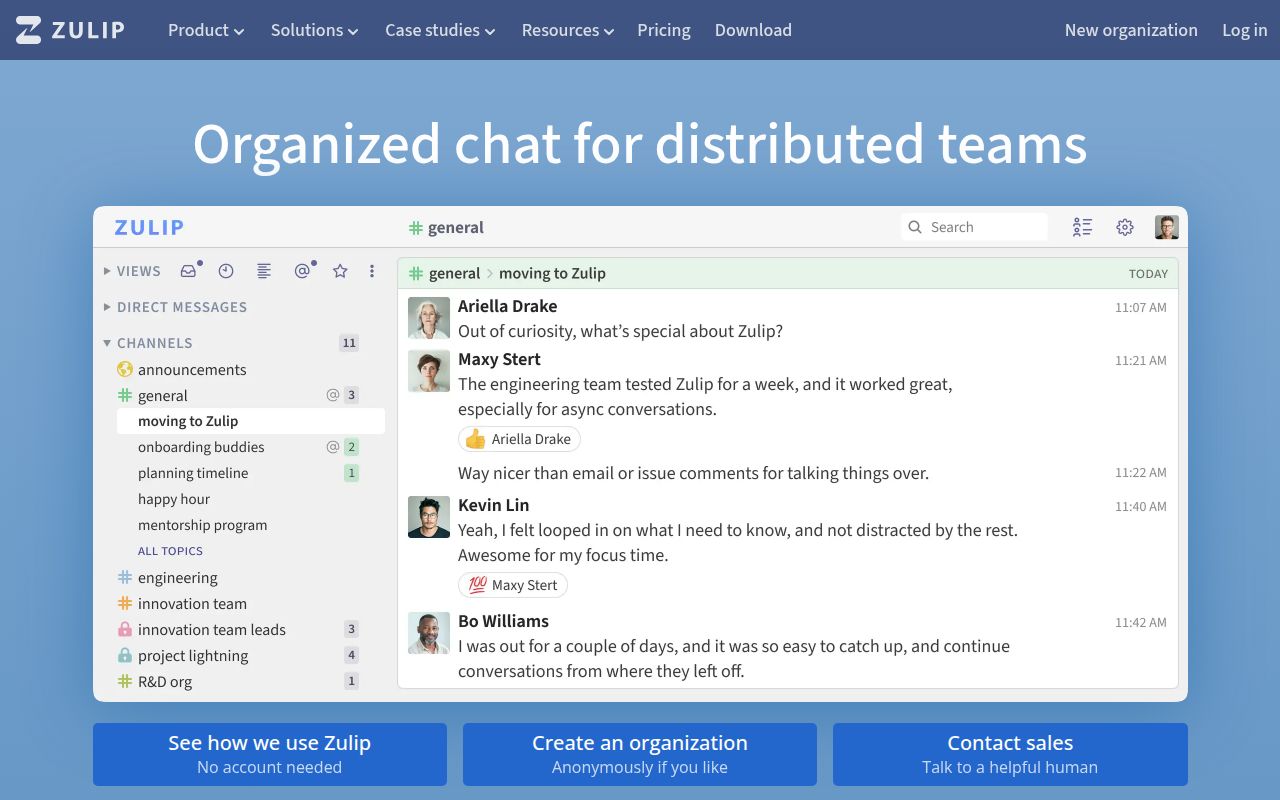 Screenshot of zulip (zulip.com)